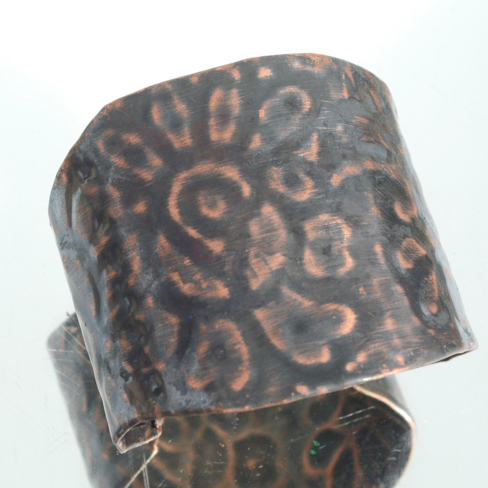 Batik Floral Wide Cuff Copper Bracelet Handmade - Picture 5 of 8